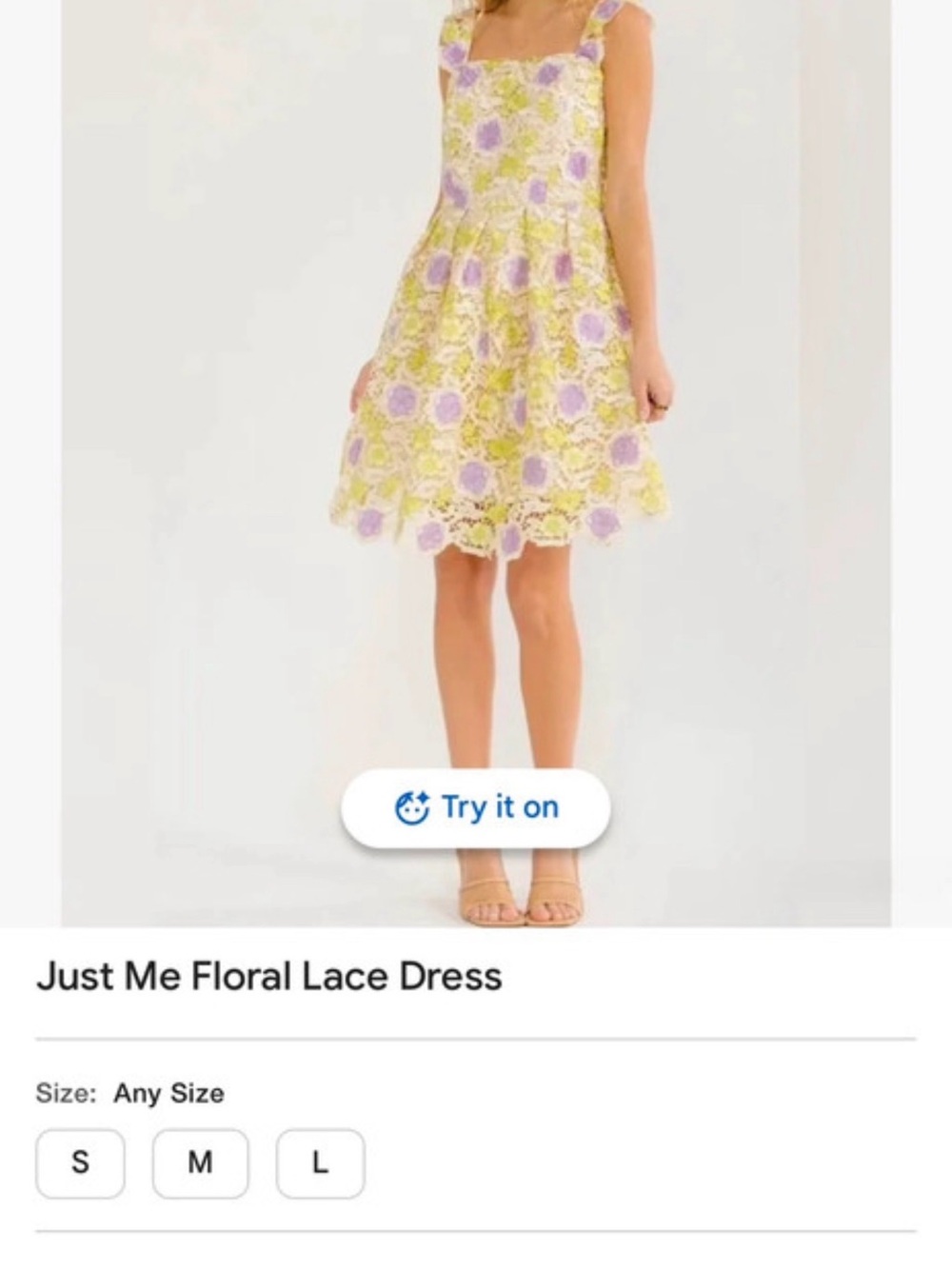 Just Me Yellow and Lavender Floral Lace Party Dress